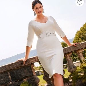 White dress with belt